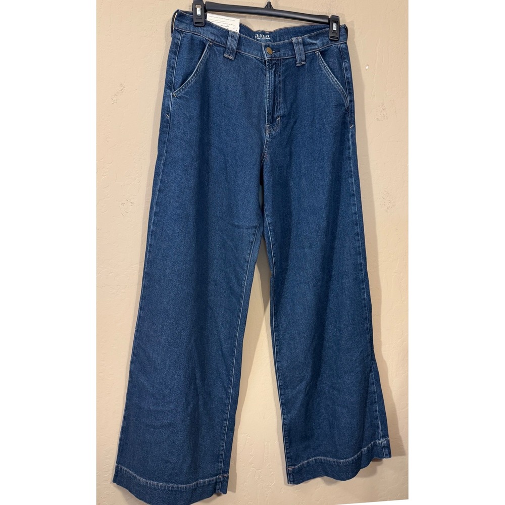 a.n.a Wide Leg Jeans Women 12 High Rise Denim Trousers Pants NEW